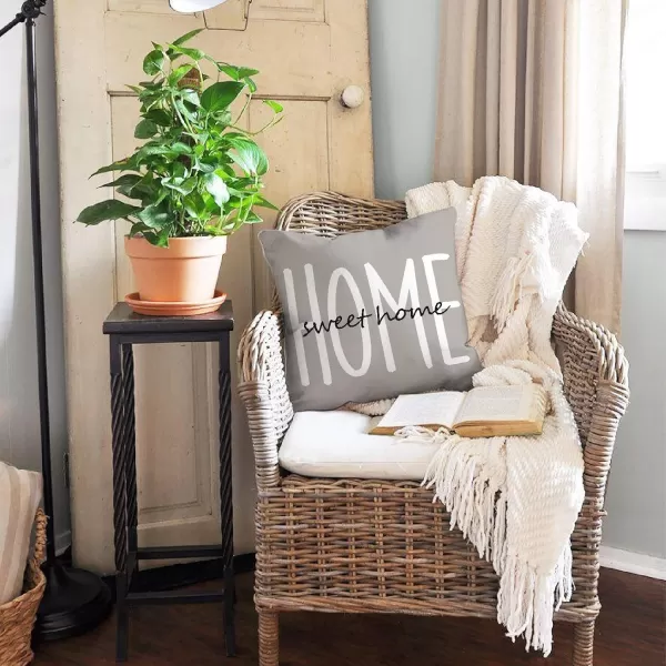 DFXSZ Farmhouse Pillow Covers 16x16 Set of 4Eucalyptus Leaves Decorations Truck Vase Home Sweet Home Linen Cushion Case Gifts for Home DecorA