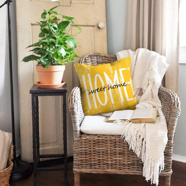 DFXSZ Farmhouse Pillow Covers 16x16 Set of 4Eucalyptus Leaves Decorations Truck Vase Home Sweet Home Linen Cushion Case Gifts for Home DecorB