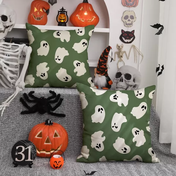 DFXSZ Halloween Pillow Covers 18x18 inch Set of 2 Happy Halloween White Ghost Decor Black Pillow Covers Happy Halloween Sofa Bed Outdoor Car Decoration TH14A18Green