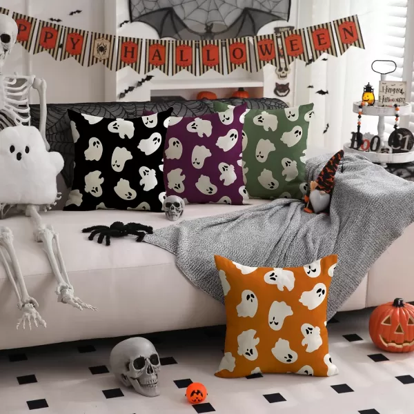 DFXSZ Halloween Pillow Covers 18x18 inch Set of 2 Happy Halloween White Ghost Decor Black Pillow Covers Happy Halloween Sofa Bed Outdoor Car Decoration TH14A18Green