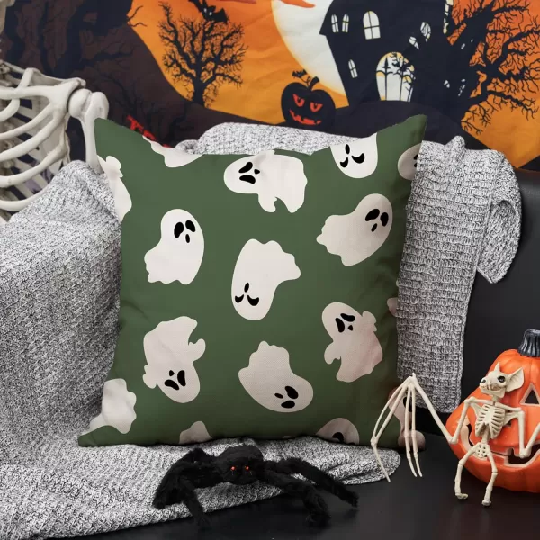 DFXSZ Halloween Pillow Covers 18x18 inch Set of 2 Happy Halloween White Ghost Decor Black Pillow Covers Happy Halloween Sofa Bed Outdoor Car Decoration TH14A18Green