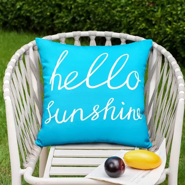 DFXSZ Outdoor Pillow Covers 18x18 Inch Set of 2 Hello Sunshine Decor Orange Waterproof Throw Pillow Covers Fall Outdoor Waterproof Pillow Covers Decor for Patio Funiture Garden Sofa Couch 021CBlue