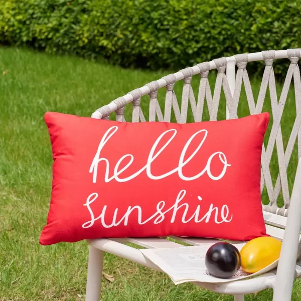 DFXSZ Outdoor Pillow Covers 18x18 Inch Set of 2 Hello Sunshine Decor Orange Waterproof Throw Pillow Covers Fall Outdoor Waterproof Pillow Covers Decor for Patio Funiture Garden Sofa Couch 021CRed