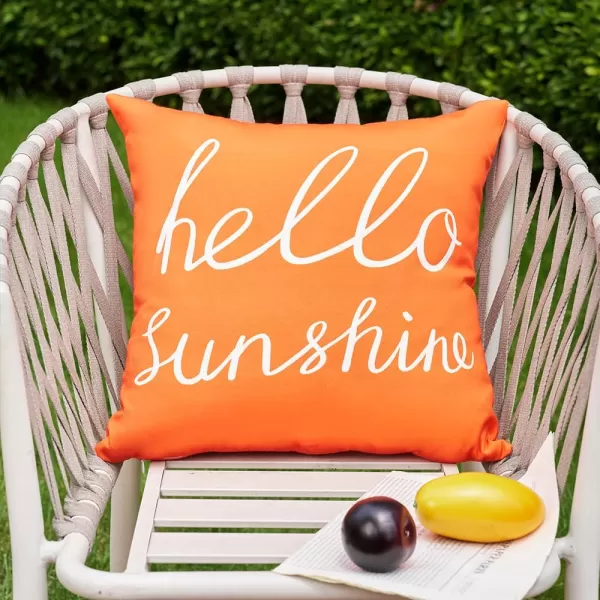 DFXSZ Outdoor Pillow Covers 18x18 Inch Set of 2 Hello Sunshine Decor Orange Waterproof Throw Pillow Covers Fall Outdoor Waterproof Pillow Covers Decor for Patio Funiture Garden Sofa Couch 021COrange