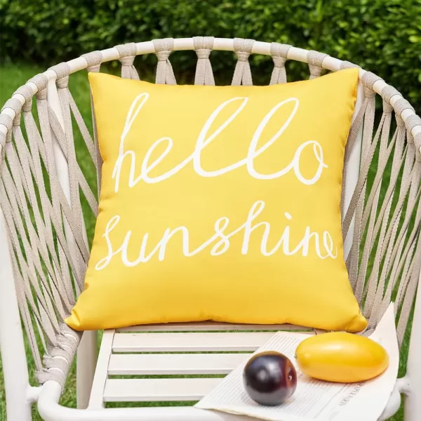 DFXSZ Outdoor Pillow Covers 18x18 Inch Set of 2 Hello Sunshine Decor Orange Waterproof Throw Pillow Covers Fall Outdoor Waterproof Pillow Covers Decor for Patio Funiture Garden Sofa Couch 021CYellow