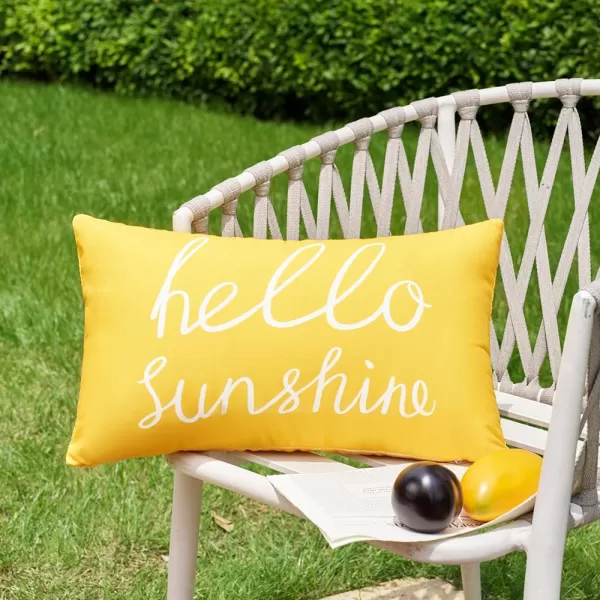 DFXSZ Outdoor Pillow Covers 18x18 Inch Set of 2 Hello Sunshine Decor Orange Waterproof Throw Pillow Covers Fall Outdoor Waterproof Pillow Covers Decor for Patio Funiture Garden Sofa Couch 021CYellow