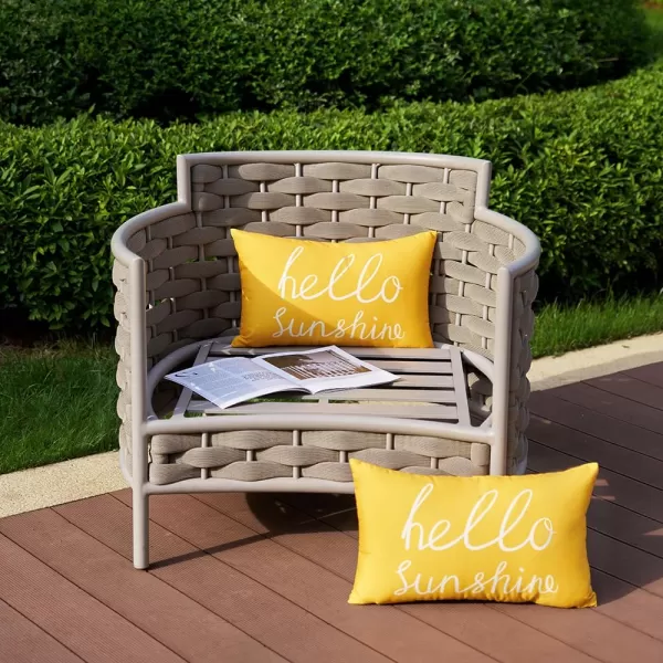 DFXSZ Outdoor Pillow Covers 18x18 Inch Set of 2 Hello Sunshine Decor Orange Waterproof Throw Pillow Covers Fall Outdoor Waterproof Pillow Covers Decor for Patio Funiture Garden Sofa Couch 021CYellow