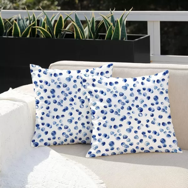 DFXSZ Outdoor Pillow Covers 20x20 Inch Set of 2 Black Polka Dot Decor Waterproof Throw Pillow Covers Farmhouse Outdoor Waterproof Pillow Covers Decor for Patio Funiture Garden Sofa CouchBlue White