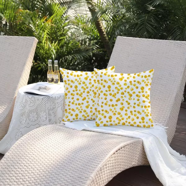 DFXSZ Outdoor Pillow Covers 20x20 Inch Set of 2 Black Polka Dot Decor Waterproof Throw Pillow Covers Farmhouse Outdoor Waterproof Pillow Covers Decor for Patio Funiture Garden Sofa CouchYellow