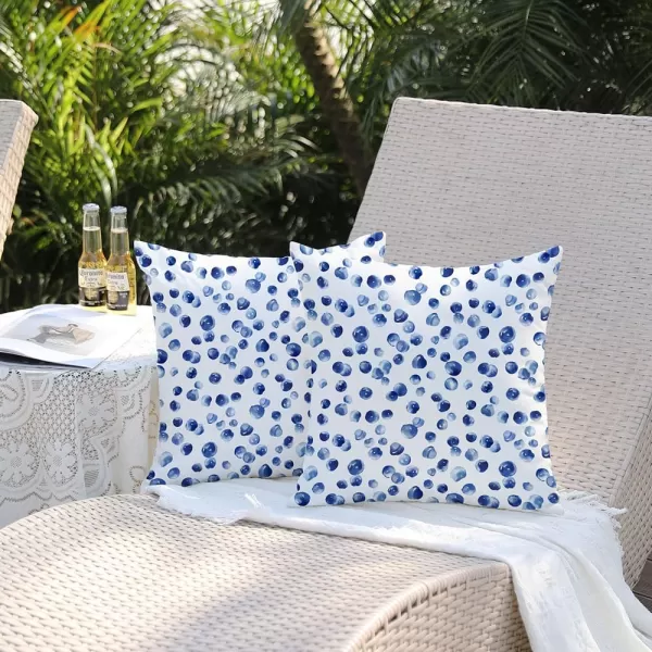 DFXSZ Outdoor Pillow Covers 20x20 Inch Set of 2 Black Polka Dot Decor Waterproof Throw Pillow Covers Farmhouse Outdoor Waterproof Pillow Covers Decor for Patio Funiture Garden Sofa CouchBlue White