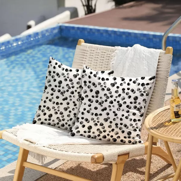 DFXSZ Outdoor Pillow Covers 20x20 Inch Set of 2 Black Polka Dot Decor Waterproof Throw Pillow Covers Farmhouse Outdoor Waterproof Pillow Covers Decor for Patio Funiture Garden Sofa CouchBlack