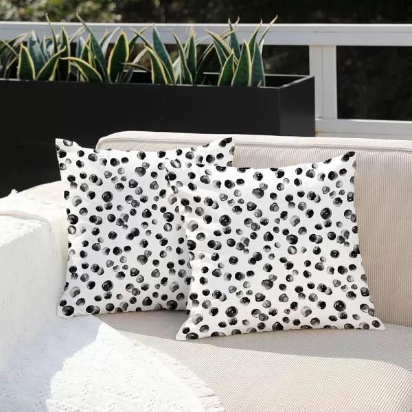 DFXSZ Outdoor Pillow Covers 20x20 Inch Set of 2 Black Polka Dot Decor Waterproof Throw Pillow Covers Farmhouse Outdoor Waterproof Pillow Covers Decor for Patio Funiture Garden Sofa CouchBlack