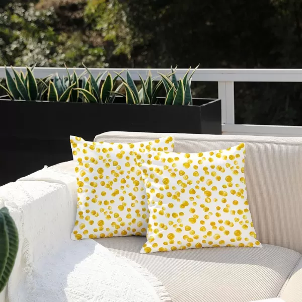 DFXSZ Outdoor Pillow Covers 20x20 Inch Set of 2 Black Polka Dot Decor Waterproof Throw Pillow Covers Farmhouse Outdoor Waterproof Pillow Covers Decor for Patio Funiture Garden Sofa CouchYellow