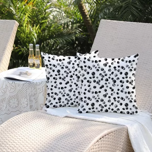 DFXSZ Outdoor Pillow Covers 20x20 Inch Set of 2 Black Polka Dot Decor Waterproof Throw Pillow Covers Farmhouse Outdoor Waterproof Pillow Covers Decor for Patio Funiture Garden Sofa CouchBlack