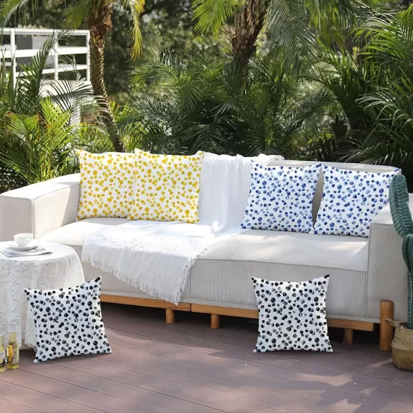 DFXSZ Outdoor Pillow Covers 20x20 Inch Set of 2 Black Polka Dot Decor Waterproof Throw Pillow Covers Farmhouse Outdoor Waterproof Pillow Covers Decor for Patio Funiture Garden Sofa CouchBlack