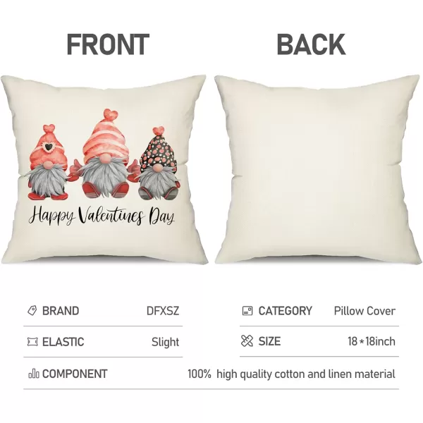 DFXSZ Valentines Day Pillow Covers 18x18 Inch Set of 4 Pink Love Heart Hello Valentine Gnome Throw Pillow Covers Happy Valentine Decorative Throw Pillows Valentines Day Decorations