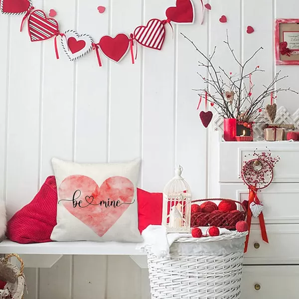 DFXSZ Valentines Day Pillow Covers 18x18 Inch Set of 4 Pink Love Heart Hello Valentine Gnome Throw Pillow Covers Happy Valentine Decorative Throw Pillows Valentines Day Decorations