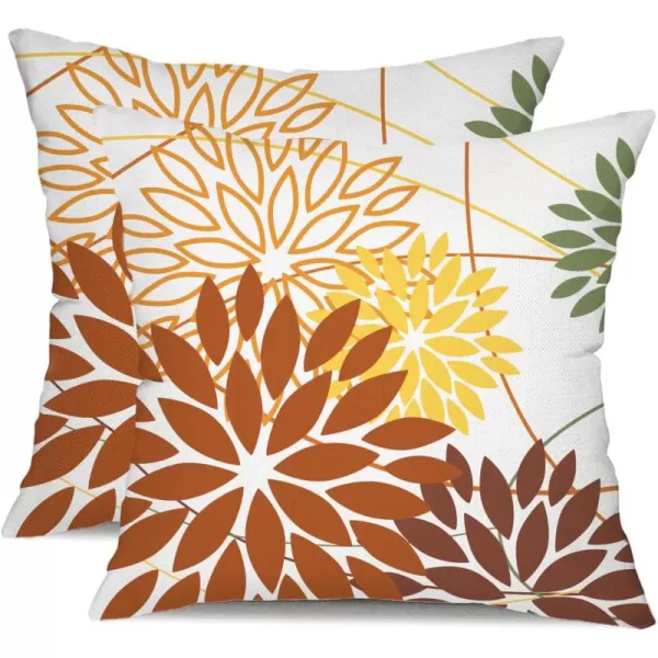 Blue and Gray Floral Pillow Covers 18x18 Set of 2 Outdoor Waterproof White Colored Decorative Throw Pillows Summer Pillowcase Polyester Cushion Case Decor for Couch Patio Funiture Garden Porch 01BBrown Bright Yellow