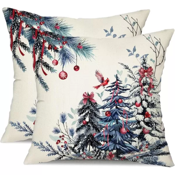 DFXSZ Christmas Pillow Covers 18x18 Inch Set of 2 Christmas Tree Decorative Throw Pillows Winter Christmas Decor for Home Couch TH35B18Blue