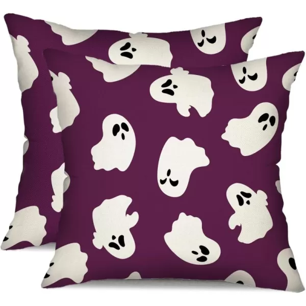 DFXSZ Halloween Pillow Covers 18x18 inch Set of 2 Happy Halloween White Ghost Decor Black Pillow Covers Happy Halloween Sofa Bed Outdoor Car Decoration TH14A18Purple White