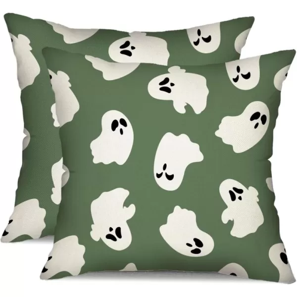 DFXSZ Halloween Pillow Covers 18x18 inch Set of 2 Happy Halloween White Ghost Decor Black Pillow Covers Happy Halloween Sofa Bed Outdoor Car Decoration TH14A18Green