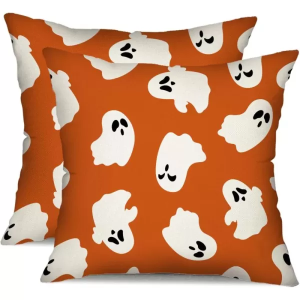 DFXSZ Halloween Pillow Covers 18x18 inch Set of 2 Happy Halloween White Ghost Decor Black Pillow Covers Happy Halloween Sofa Bed Outdoor Car Decoration TH14A18Orange White