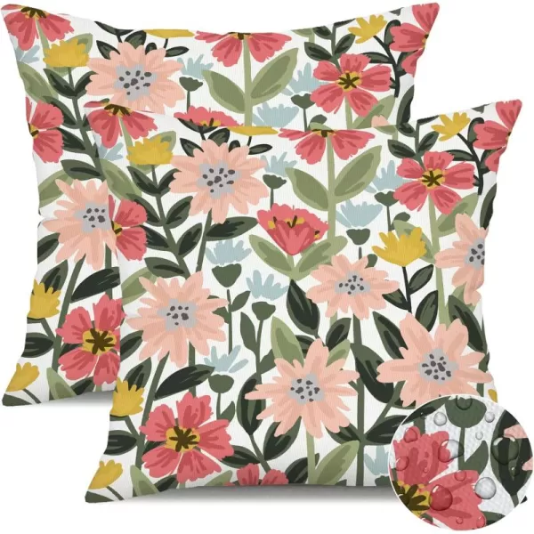 DFXSZ Outdoor Pillow Covers 18x18 Inch Set of 2 Colorful Paisley Decor Waterproof Throw Pillow Covers Farmhouse Outdoor Waterproof Pillow Covers Decor for Patio Funiture Garden Sofa Couch 7APink