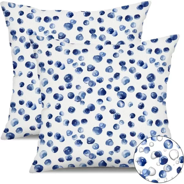 DFXSZ Outdoor Pillow Covers 20x20 Inch Set of 2 Black Polka Dot Decor Waterproof Throw Pillow Covers Farmhouse Outdoor Waterproof Pillow Covers Decor for Patio Funiture Garden Sofa CouchBlue White