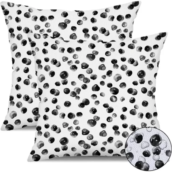 DFXSZ Outdoor Pillow Covers 20x20 Inch Set of 2 Black Polka Dot Decor Waterproof Throw Pillow Covers Farmhouse Outdoor Waterproof Pillow Covers Decor for Patio Funiture Garden Sofa CouchBlack