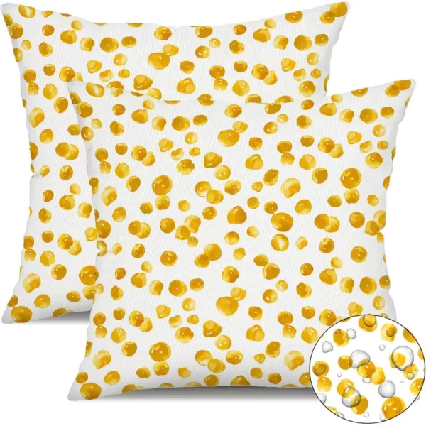 DFXSZ Outdoor Pillow Covers 20x20 Inch Set of 2 Black Polka Dot Decor Waterproof Throw Pillow Covers Farmhouse Outdoor Waterproof Pillow Covers Decor for Patio Funiture Garden Sofa CouchYellow