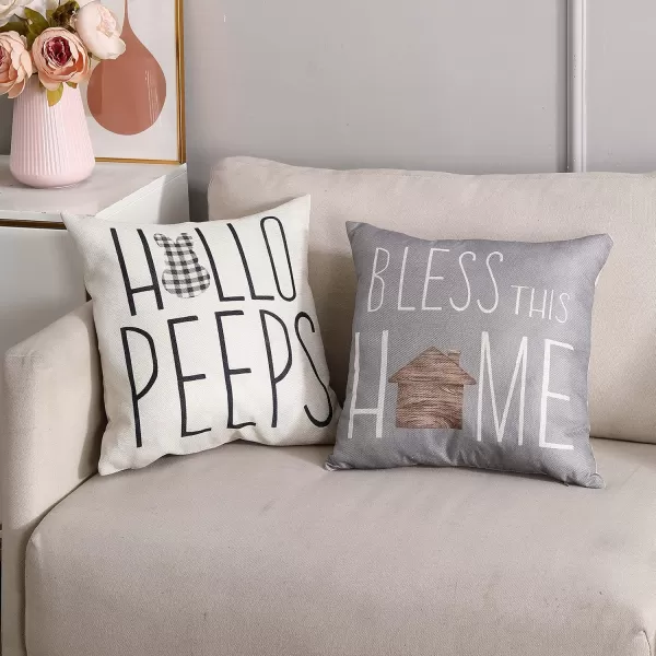 DFXSZ Easter Pillow Covers 18x18 Set of 4 He is Risen Pillow Covers Throw Pillows Bless Our Home for Sofa Couch Home Decoration