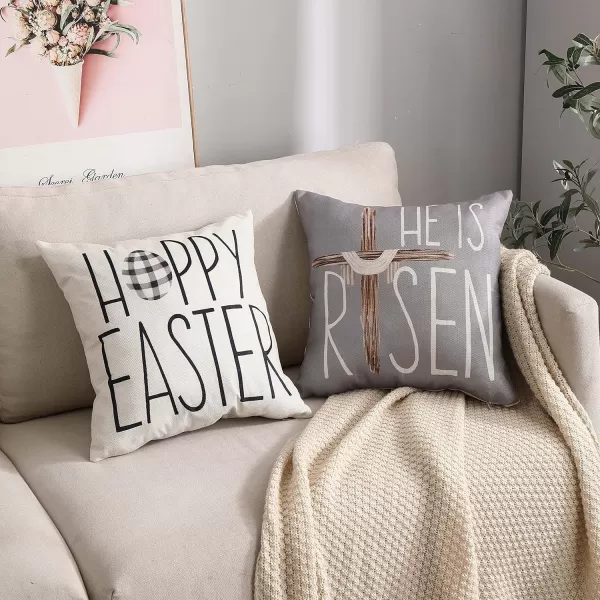 DFXSZ Easter Pillow Covers 18x18 Set of 4 He is Risen Pillow Covers Throw Pillows Bless Our Home for Sofa Couch Home Decoration