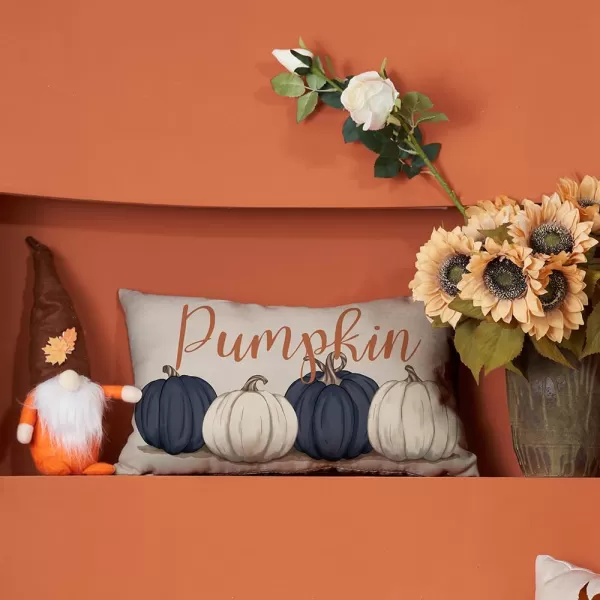 DFXSZ Fall Pillow Covers 12x20 Inch Fall Autumn Thanksgiving Ink Painting Blue Pumpkins Lumbar Pillowcase Cotton Linen DecorativeDecoration for Home CouchBlue White