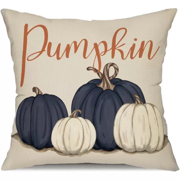 DFXSZ Fall Pillow Covers 12x20 Inch Fall Autumn Thanksgiving Ink Painting Blue Pumpkins Lumbar Pillowcase Cotton Linen DecorativeDecoration for Home CouchBlue White