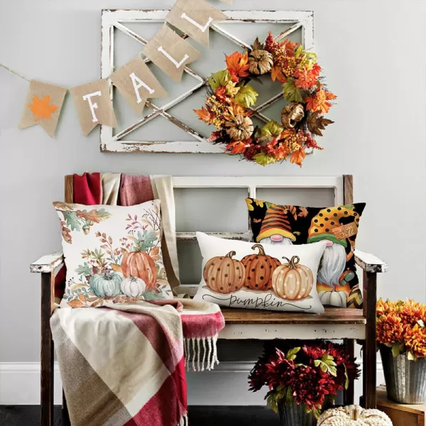 DFXSZ Fall Pillow Covers 12x20 Inch Fall Autumn Thanksgiving Ink Painting Blue Pumpkins Lumbar Pillowcase Cotton Linen DecorativeDecoration for Home CouchBlack Orange