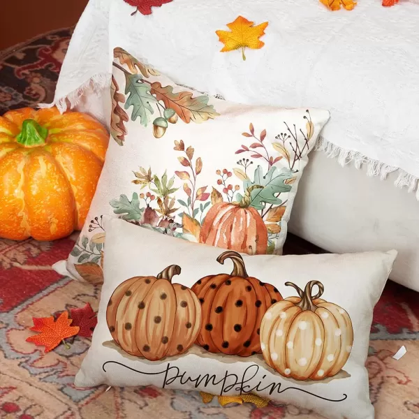 DFXSZ Fall Pillow Covers 12x20 Inch Fall Autumn Thanksgiving Ink Painting Blue Pumpkins Lumbar Pillowcase Cotton Linen DecorativeDecoration for Home CouchBlack Orange