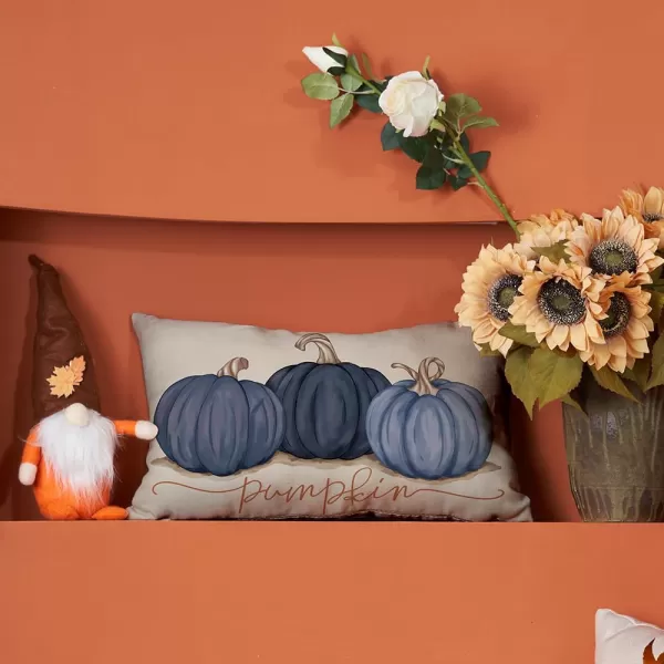 DFXSZ Fall Pillow Covers 12x20 Inch Fall Autumn Thanksgiving Ink Painting Blue Pumpkins Lumbar Pillowcase Cotton Linen DecorativeDecoration for Home CouchBlue