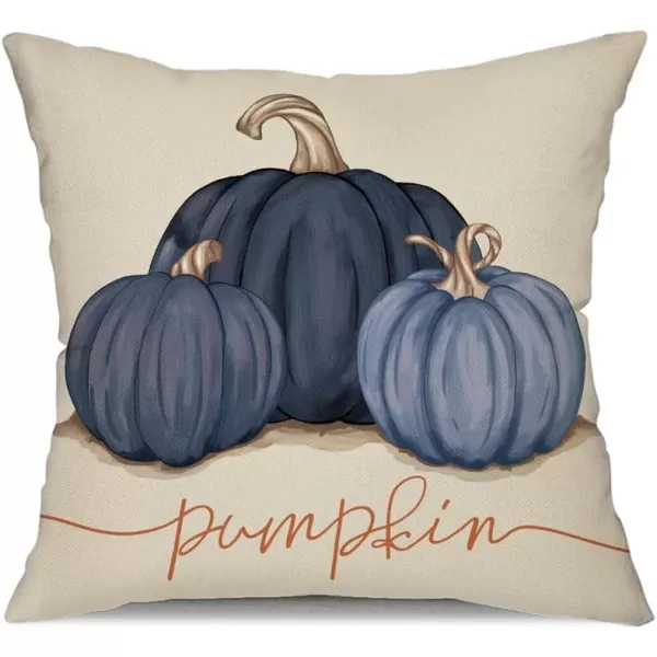 DFXSZ Fall Pillow Covers 12x20 Inch Fall Autumn Thanksgiving Ink Painting Blue Pumpkins Lumbar Pillowcase Cotton Linen DecorativeDecoration for Home CouchBlue
