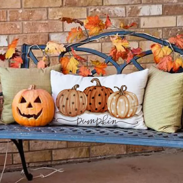 DFXSZ Fall Pillow Covers 12x20 Inch Fall Autumn Thanksgiving Ink Painting Blue Pumpkins Lumbar Pillowcase Cotton Linen DecorativeDecoration for Home CouchBlack Orange