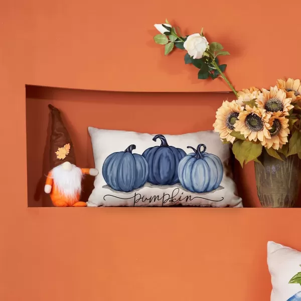 DFXSZ Fall Pillow Covers 12x20 Inch Fall Autumn Thanksgiving Ink Painting Blue Pumpkins Lumbar Pillowcase Cotton Linen DecorativeDecoration for Home CouchDeep Light Blue