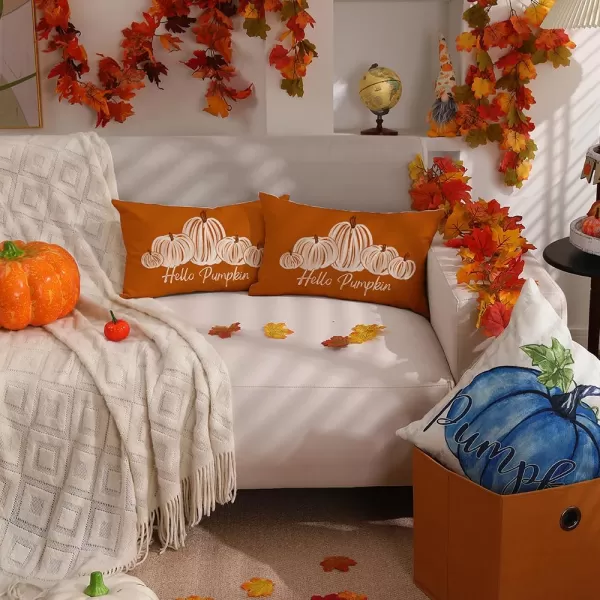 DFXSZ Fall Pillow Covers 12x20 Inch Fall Autumn Thanksgiving Orange Pumpkins Lumbar Pillow Covers Polyester Fall Decoration for Home Couch YZT71A12Five Orange Pumpkins