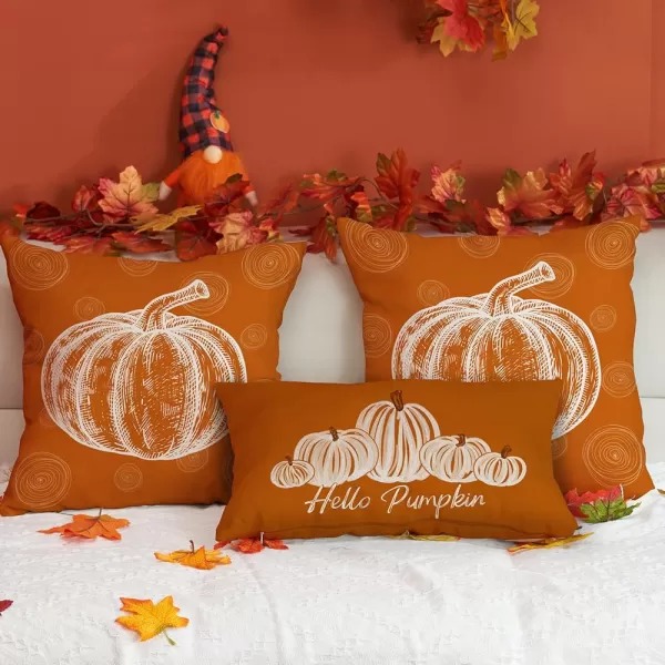 DFXSZ Fall Pillow Covers 12x20 Inch Fall Autumn Thanksgiving Orange Pumpkins Lumbar Pillow Covers Polyester Fall Decoration for Home Couch YZT71A12Five Orange Pumpkins