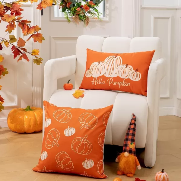 DFXSZ Fall Pillow Covers 12x20 Inch Fall Autumn Thanksgiving Orange Pumpkins Lumbar Pillow Covers Polyester Fall Decoration for Home Couch YZT71A12Five Orange Pumpkins