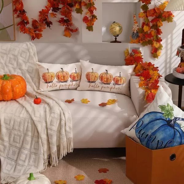 DFXSZ Fall Pillow Covers 12x20 Inch Fall Autumn Thanksgiving Orange Pumpkins Lumbar Pillow Covers Polyester Fall Decoration for Home Couch YZT71A12Orange Oil Paint Pumpkin