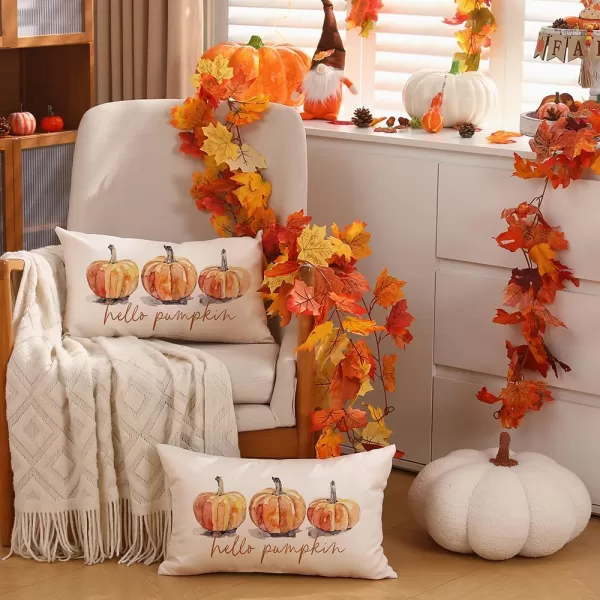 DFXSZ Fall Pillow Covers 12x20 Inch Fall Autumn Thanksgiving Orange Pumpkins Lumbar Pillow Covers Polyester Fall Decoration for Home Couch YZT71A12Orange Oil Paint Pumpkin