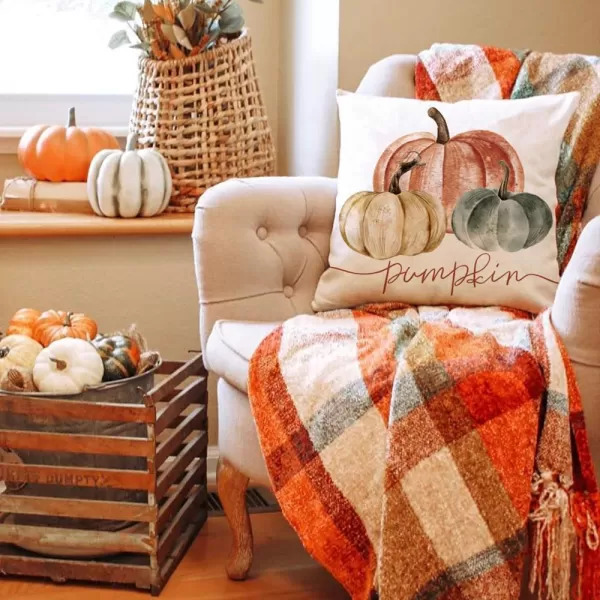 DFXSZ Fall Pillow Covers 12x20 Inch Fall Autumn Thanksgiving Orange Pumpkins Lumbar Pillow Covers Polyester Fall Decoration for Home Couch YZT71A12Orange White Green Pumpkin
