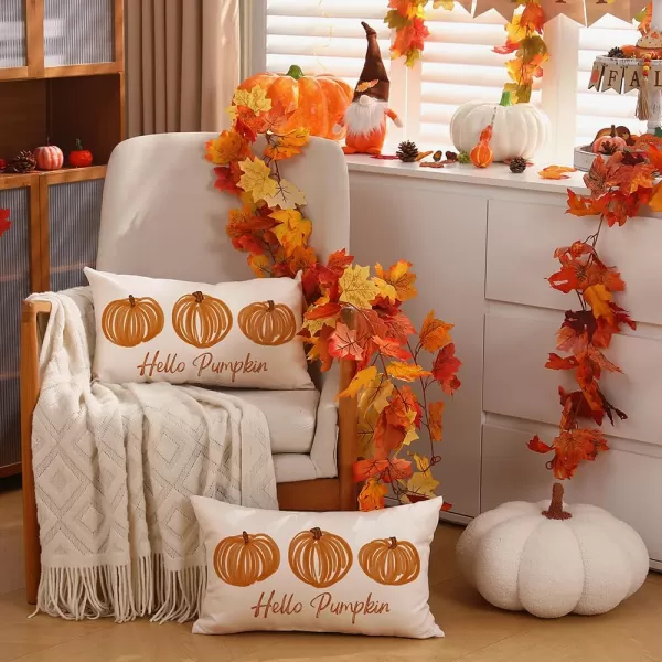 DFXSZ Fall Pillow Covers 12x20 Inch Fall Autumn Thanksgiving Orange Pumpkins Lumbar Pillow Covers Polyester Fall Decoration for Home Couch YZT71A12Orange Lines Pumpkin