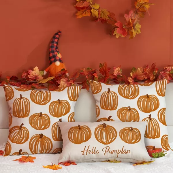 DFXSZ Fall Pillow Covers 12x20 Inch Fall Autumn Thanksgiving Orange Pumpkins Lumbar Pillow Covers Polyester Fall Decoration for Home Couch YZT71A12Orange Lines Pumpkin