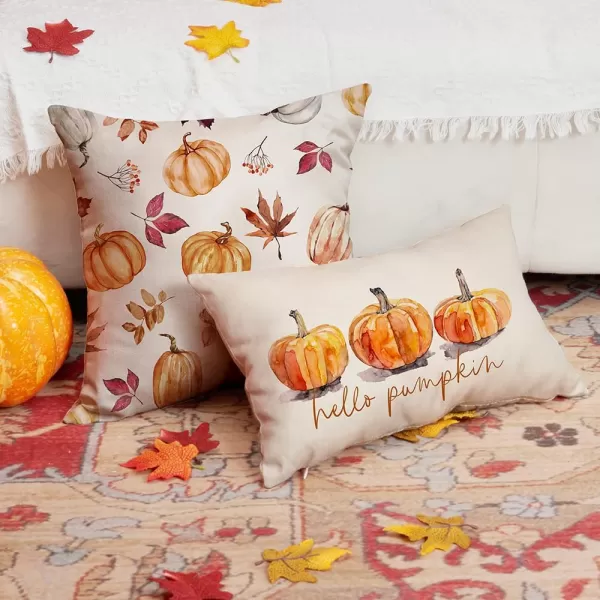 DFXSZ Fall Pillow Covers 12x20 Inch Fall Autumn Thanksgiving Orange Pumpkins Lumbar Pillow Covers Polyester Fall Decoration for Home Couch YZT71A12Orange Oil Paint Pumpkin