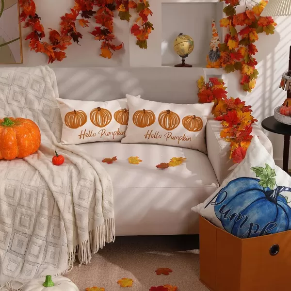 DFXSZ Fall Pillow Covers 12x20 Inch Fall Autumn Thanksgiving Orange Pumpkins Lumbar Pillow Covers Polyester Fall Decoration for Home Couch YZT71A12Orange Lines Pumpkin